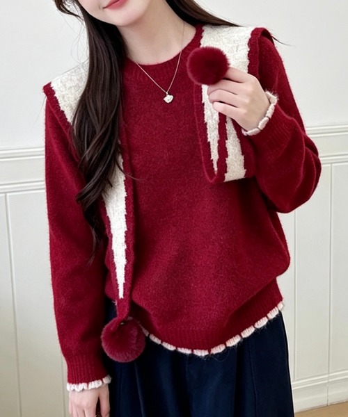 SHOUYO(ショウヨウ)の「可愛いニットセータープルオーバー(ニット/セーター・レディース・グレー/レッド/ブルー/ベージュ・M)」の18枚目の写真