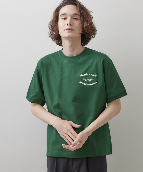 Dessin(デッサン)の「ロゴ刺繍ミニ裏毛Tシャツ(Tシャツ/カットソー・メンズ・グレー/モスグリーン/オフホワイト/チャコールグレー・03/02)」の4枚目の写真