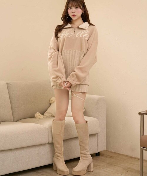 Belle Charme(ベルシャルム)の「【Belle Charme】Cross Ribbon Knit Pants(その他パンツ・レディース・ブラック/ベージュ/アイボリー・FREE)」の3枚目の写真