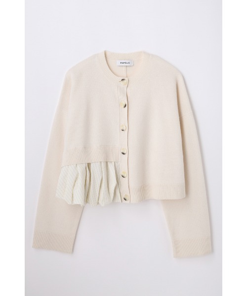 ENFOLD(エンフォルド)の「BALLOON CARDIGAN(ニット/セーター・レディース・ブラック/オフホワイト/杢グレー・38)」の1枚目の写真