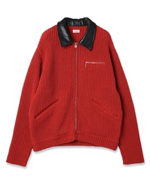 PULP/417EDIFICE（パルプフォーワンセブンエディフィス）の「JIEDA / ジエダ LEATHER-COLLAR KNIT WORK JACKET（その他アウター）」