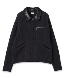 PULP/417EDIFICE（パルプフォーワンセブンエディフィス）の「JIEDA / ジエダ LEATHER-COLLAR KNIT WORK JACKET（その他アウター）」