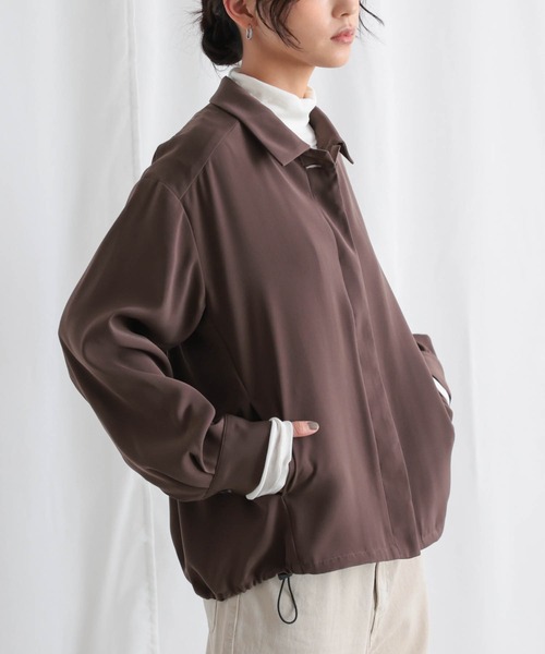 for/c(フォーシー)の「落ち感シャツブルゾン【サスティナブル】(ブルゾン・レディース・ブラック/ダークブラウン・L/M)」の2枚目の写真