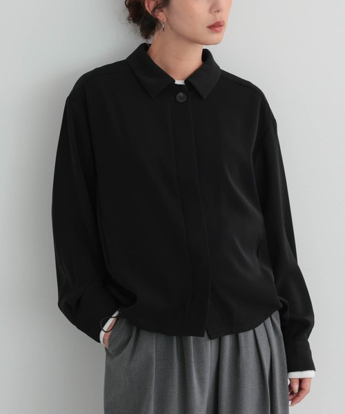 for/c(フォーシー)の「落ち感シャツブルゾン【サスティナブル】(ブルゾン・レディース・ブラック/ダークブラウン・L/M)」の3枚目の写真