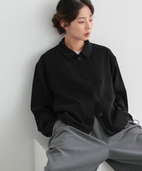 for/c(フォーシー)の「落ち感シャツブルゾン【サスティナブル】(ブルゾン・レディース・ブラック/ダークブラウン・L/M)」の8枚目の写真