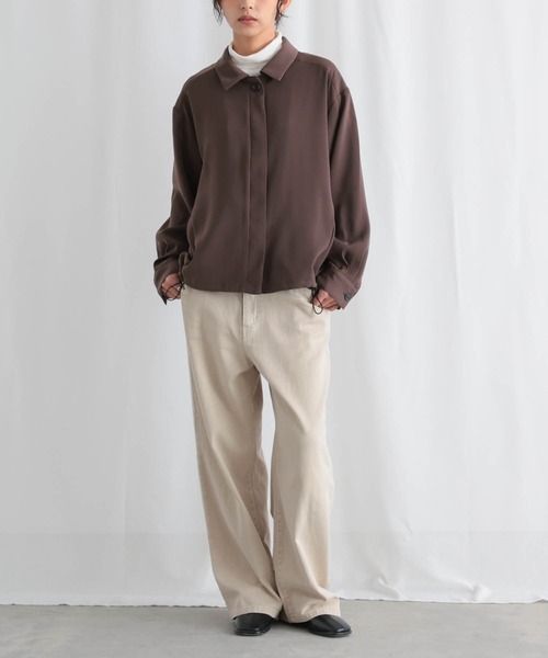 for/c(フォーシー)の「落ち感シャツブルゾン【サスティナブル】(ブルゾン・レディース・ブラック/ダークブラウン・L/M)」の20枚目の写真