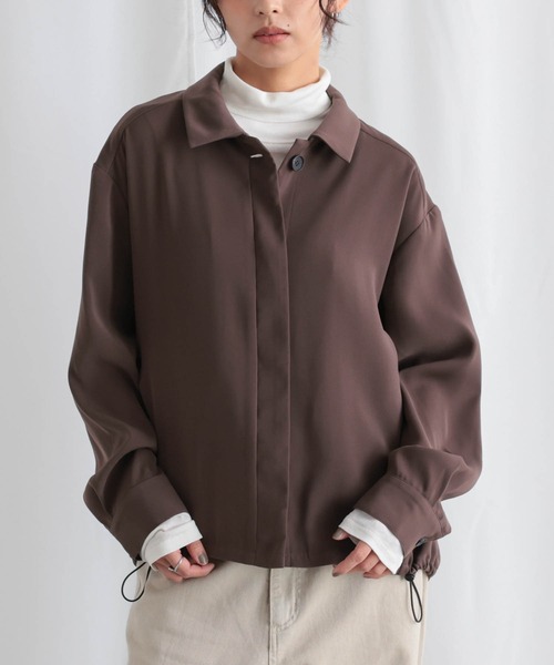 for/c(フォーシー)の「落ち感シャツブルゾン【サスティナブル】(ブルゾン・レディース・ブラック/ダークブラウン・L/M)」の16枚目の写真