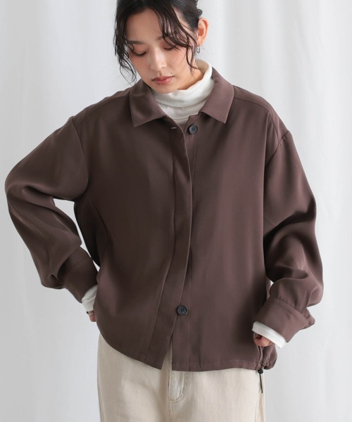 for/c(フォーシー)の「落ち感シャツブルゾン【サスティナブル】(ブルゾン・レディース・ブラック/ダークブラウン・L/M)」の17枚目の写真