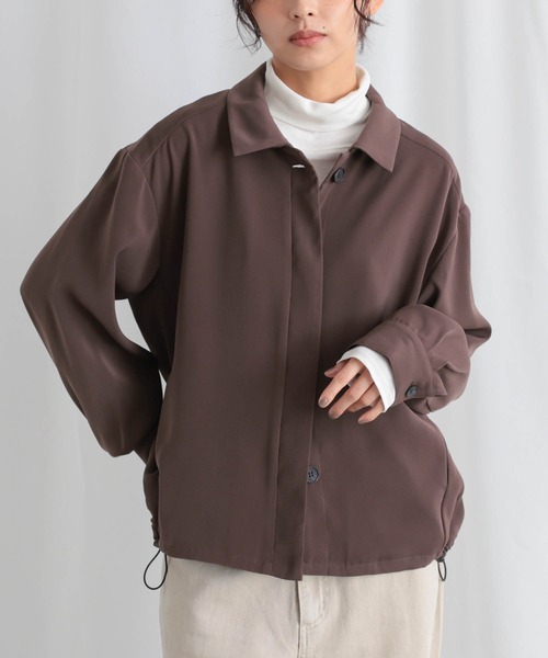 for/c(フォーシー)の「落ち感シャツブルゾン【サスティナブル】(ブルゾン・レディース・ブラック/ダークブラウン・L/M)」の18枚目の写真