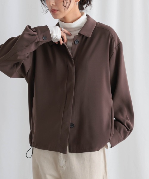 for/c(フォーシー)の「落ち感シャツブルゾン【サスティナブル】(ブルゾン・レディース・ブラック/ダークブラウン・L/M)」の19枚目の写真
