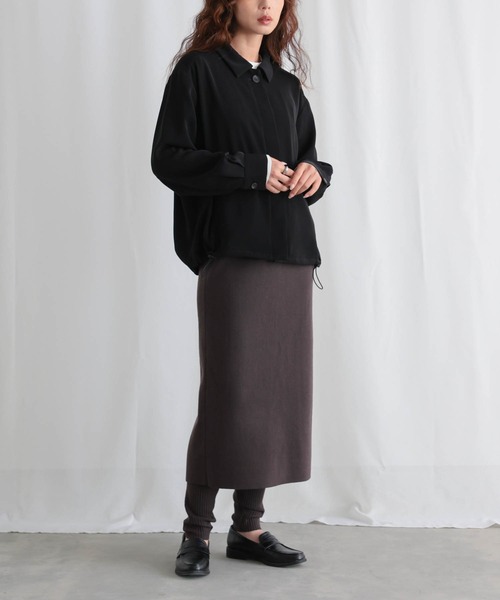 for/c(フォーシー)の「落ち感シャツブルゾン【サスティナブル】(ブルゾン・レディース・ブラック/ダークブラウン・L/M)」の13枚目の写真