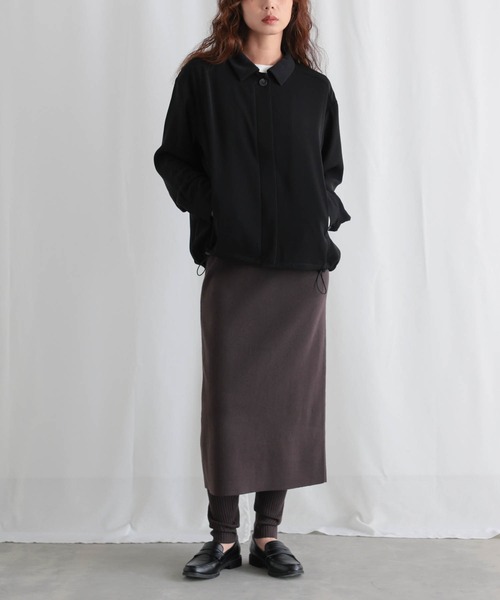 for/c(フォーシー)の「落ち感シャツブルゾン【サスティナブル】(ブルゾン・レディース・ブラック/ダークブラウン・L/M)」の14枚目の写真