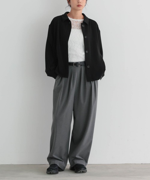 for/c(フォーシー)の「落ち感シャツブルゾン【サスティナブル】(ブルゾン・レディース・ブラック/ダークブラウン・L/M)」の9枚目の写真