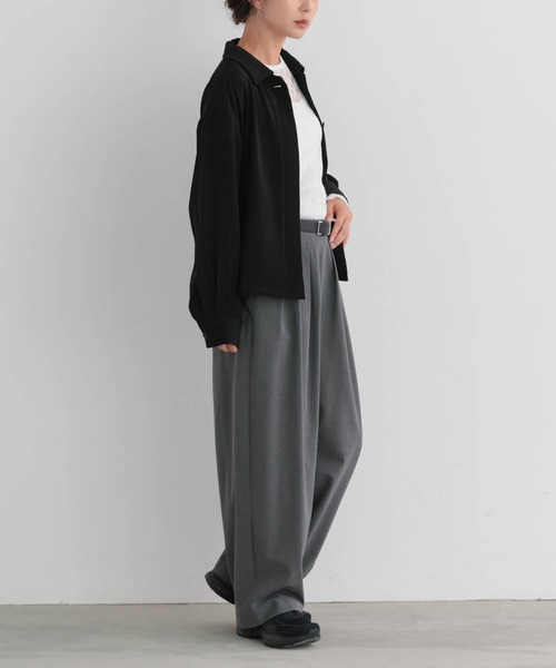 for/c(フォーシー)の「落ち感シャツブルゾン【サスティナブル】(ブルゾン・レディース・ブラック/ダークブラウン・L/M)」の10枚目の写真