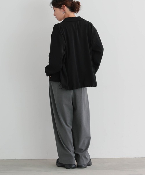 for/c(フォーシー)の「落ち感シャツブルゾン【サスティナブル】(ブルゾン・レディース・ブラック/ダークブラウン・L/M)」の11枚目の写真