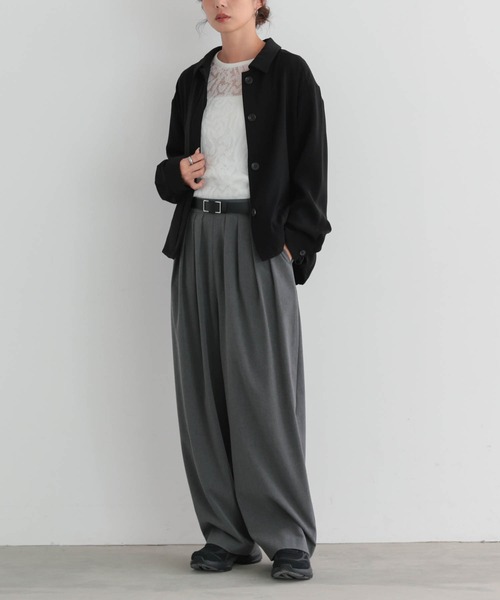 for/c(フォーシー)の「落ち感シャツブルゾン【サスティナブル】(ブルゾン・レディース・ブラック/ダークブラウン・L/M)」の12枚目の写真