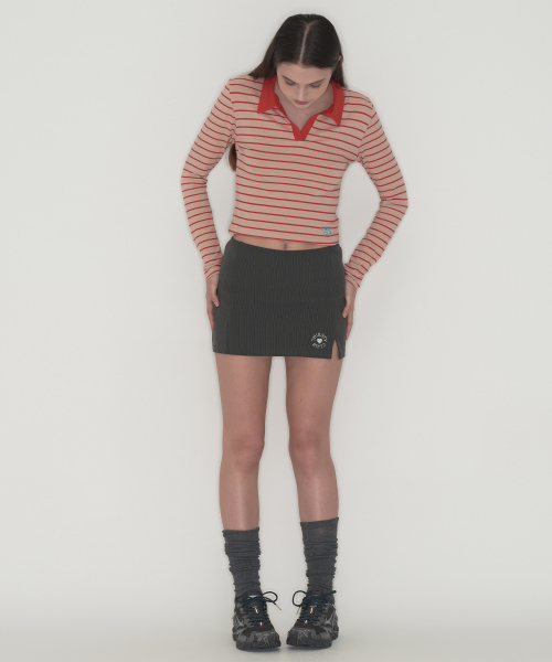 THIRSTYCLUB(サースティークラブ)の「Round logo slit skirt pants - Charcoal(スカート・レディース・その他・FREE)」の1枚目の写真