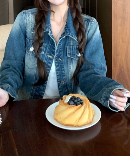 FLINEA(フリネア)の「デニム長袖ジャケット&ワイドパンツセットアップ(セットアップ・レディース・ブルー・S/M/L/XL)」の2枚目の写真