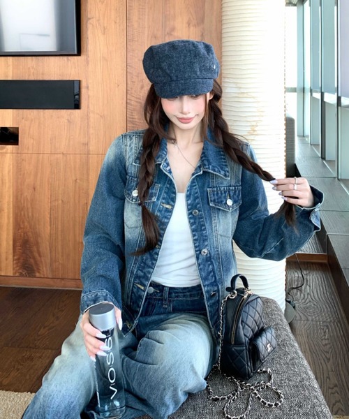 FLINEA(フリネア)の「デニム長袖ジャケット&ワイドパンツセットアップ(セットアップ・レディース・ブルー・S/M/L/XL)」の4枚目の写真