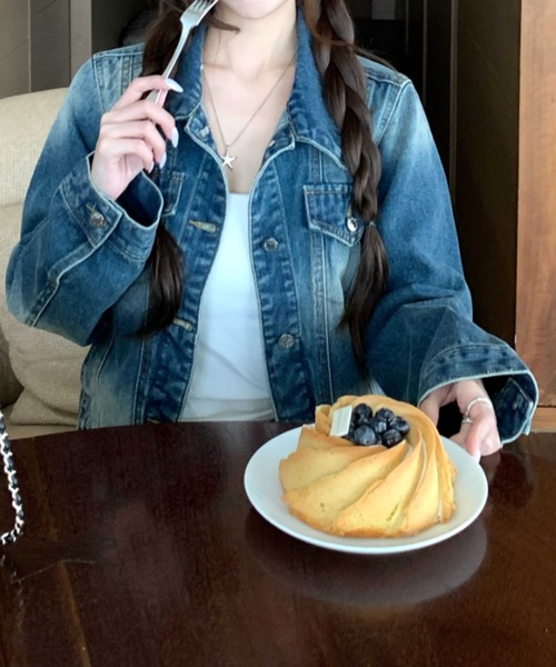FLINEA(フリネア)の「デニム長袖ジャケット&ワイドパンツセットアップ(セットアップ・レディース・ブルー・S/M/L/XL)」の3枚目の写真