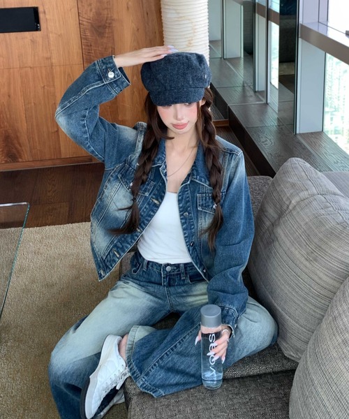 FLINEA(フリネア)の「デニム長袖ジャケット&ワイドパンツセットアップ(セットアップ・レディース・ブルー・S/M/L/XL)」の6枚目の写真