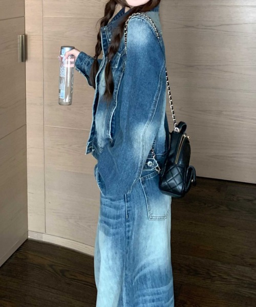 FLINEA(フリネア)の「デニム長袖ジャケット&ワイドパンツセットアップ(セットアップ・レディース・ブルー・S/M/L/XL)」の13枚目の写真