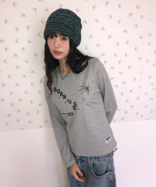 SEW-B（ソービー）の「セミクロップド born to 長袖Tシャツ [グレーメランジ]（Tシャツ/カットソー・レディース・その他・FREE）」の3枚目の写真