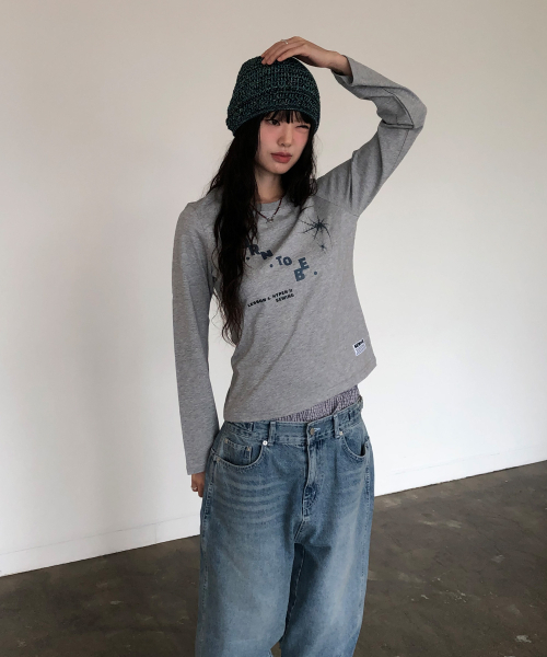 SEW-B（ソービー）の「セミクロップド born to 長袖Tシャツ [グレーメランジ]（Tシャツ/カットソー・レディース・その他・FREE）」の6枚目の写真