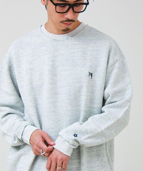 GLOSTER（グロスター）の「【BOY BACK FANCY】裏配色フリース スウェットプルオーバー（スウェット・メンズ・ネイビー/ブラック/ライトグレー・L/M/S）」の3枚目の写真