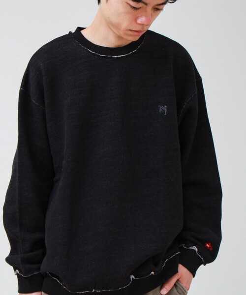 GLOSTER（グロスター）の「【BOY BACK FANCY】裏配色フリース スウェットプルオーバー（スウェット・メンズ・ネイビー/ブラック/ライトグレー・L/M/S）」の2枚目の写真