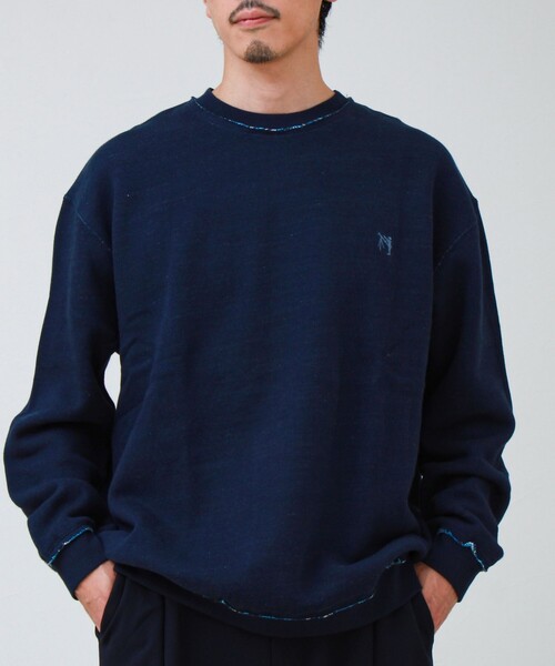 GLOSTER（グロスター）の「【BOY BACK FANCY】裏配色フリース スウェットプルオーバー（スウェット・メンズ・ネイビー/ブラック/ライトグレー・L/M/S）」の6枚目の写真