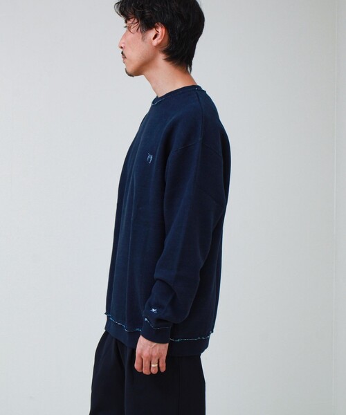 GLOSTER（グロスター）の「【BOY BACK FANCY】裏配色フリース スウェットプルオーバー（スウェット・メンズ・ネイビー/ブラック/ライトグレー・L/M/S）」の7枚目の写真