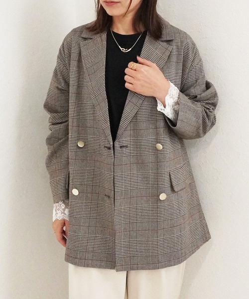 SELECT LEVERY(セレクトリベリー)の「先染めチェックテーラードジャケット(テーラードジャケット・レディース・ブラウン/ブラウン系その他・MEDIUM)」の19枚目の写真