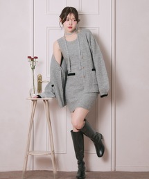 mideal（マイディール）の「choker melange knit setup / チョーカー付きメランジニットセットアップ（セットアップ）」
