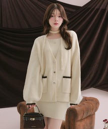 mideal（マイディール）の「choker melange knit setup / チョーカー付きメランジニットセットアップ（セットアップ）」