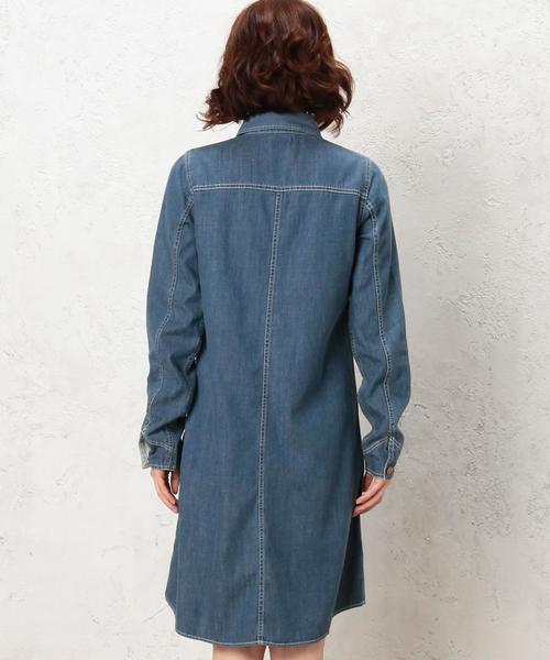 Lee（リー）の「[別注]CB LEE（リー）×GLR WORK ワンピース◆（シャツワンピース・レディース・オリーブ/ネイビー・MEDIUM/SMALL）」の3枚目の写真