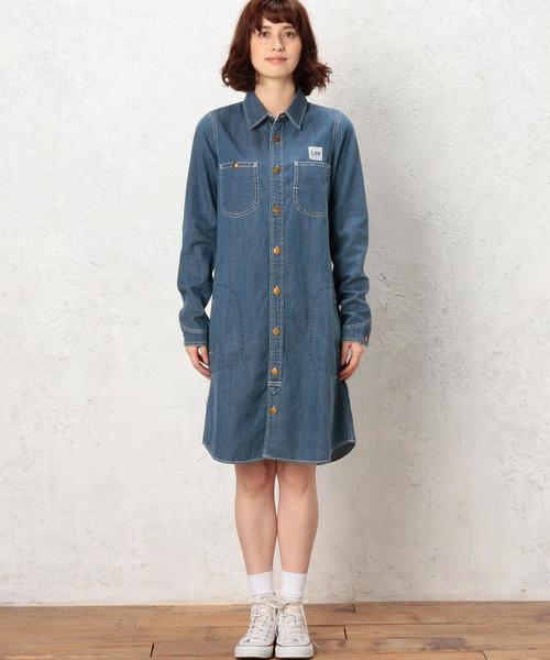 Lee（リー）の「[別注]CB LEE（リー）×GLR WORK ワンピース◆（シャツワンピース・レディース・オリーブ/ネイビー・MEDIUM/SMALL）」の4枚目の写真