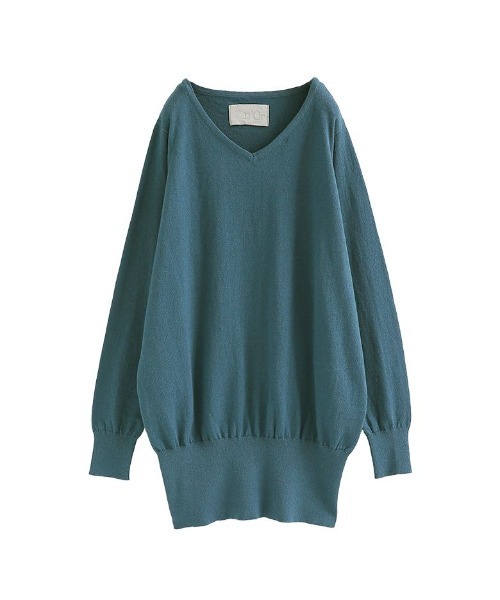 n'OrLABEL（ノアールレーベル）の「『ゆるやかVネックシンプル綿ニット』（ニット/セーター・レディース・ブルー/ライトグレー/サンドグレー/グリーン/ブラック/ライトベージュ/カーキ/オートミール/チャコールグレー/ターメリック/マジェンタ/ワイン/ブルー系その他/グレー系その他/ネイビー/レッド/オレンジ/ブルー系その他2/ブラウン/ターコイズブルー/コーラルピンク/イエロー/スモークピンク/スカイブルー/モスグリーン/コバルトブルー/ラベンダー/ライトブルー/パープル/マスタード/ベージュ系/グレイッシュブルー・1/2/3）」の11枚目の写真