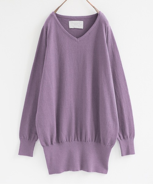 n'OrLABEL（ノアールレーベル）の「『ゆるやかVネックシンプル綿ニット』（ニット/セーター・レディース・ブルー/ライトグレー/サンドグレー/グリーン/ブラック/ライトベージュ/カーキ/オートミール/チャコールグレー/ターメリック/マジェンタ/ワイン/ブルー系その他/グレー系その他/ネイビー/レッド/オレンジ/ブルー系その他2/ブラウン/ターコイズブルー/コーラルピンク/イエロー/スモークピンク/スカイブルー/モスグリーン/コバルトブルー/ラベンダー/ライトブルー/パープル/マスタード/ベージュ系/グレイッシュブルー・1/2/3）」の22枚目の写真