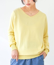 n'OrLABEL（ノアールレーベル）の「『ゆるやかVネックシンプル綿ニット』（ニット/セーター）」
