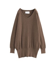 ゆるやかVネックシンプル綿ニット