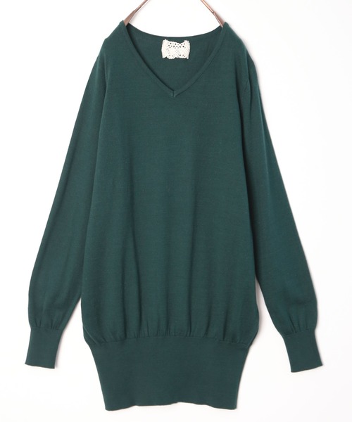 n'OrLABEL（ノアールレーベル）の「『ゆるやかVネックシンプル綿ニット』（ニット/セーター・レディース・ブルー/ライトグレー/サンドグレー/グリーン/ブラック/ライトベージュ/カーキ/オートミール/チャコールグレー/ターメリック/マジェンタ/ワイン/ブルー系その他/グレー系その他/ネイビー/レッド/オレンジ/ブルー系その他2/ブラウン/ターコイズブルー/コーラルピンク/イエロー/スモークピンク/スカイブルー/モスグリーン/コバルトブルー/ラベンダー/ライトブルー/パープル/マスタード/ベージュ系/グレイッシュブルー・1/2/3）」の12枚目の写真