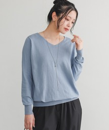 n'OrLABEL（ノアールレーベル）の「『ゆるやかVネックシンプル綿ニット』（ニット/セーター）」