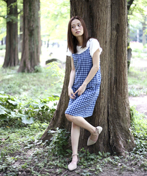 Denime | インディゴチェックキャミワンピース(ワンピース)