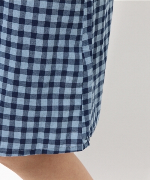 Denime（ドゥニーム）の「インディゴチェックキャミワンピース（ワンピース・レディース・ライトインディゴブルー/インディゴブルー・FREE）」の9枚目の写真
