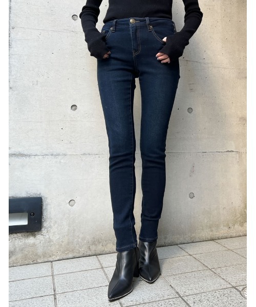 Re:EDIT（リエディ）の「[累計販売枚数12万枚突破！][大きい/小さいサイズ有]裏起毛ストレッチスキニーデニムパンツ（デニムパンツ・レディース・グレー/ブルー/ダークネイビー/ダークブルー/ネイビー/ブラック・XX-LARGE/MEDIUM/LARGE/X-LARGE/SMALL/XXX-LARGE/X-SMALL）」の6枚目の写真