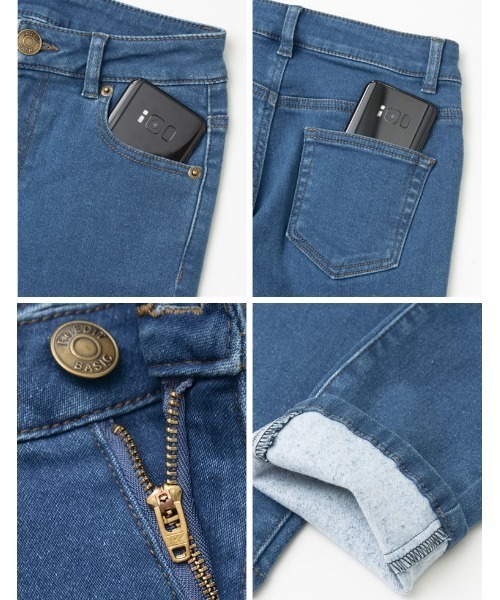 Re:EDIT（リエディ）の「[累計販売枚数12万枚突破！][大きい/小さいサイズ有]裏起毛ストレッチスキニーデニムパンツ（デニムパンツ・レディース・グレー/ブルー/ダークネイビー/ダークブルー/ネイビー/ブラック・XX-LARGE/MEDIUM/LARGE/X-LARGE/SMALL/XXX-LARGE/X-SMALL）」の12枚目の写真