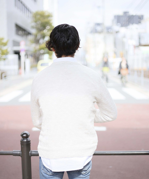 gim（ジム）の「【gim/ジム】綿麻スラブクルーネックニット（ニット/セーター・メンズ・グレー/ベージュ・MEDIUM/LARGE）」の11枚目の写真