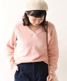 coen | 【スマイルプライス】カラーコットンVネックニット(ニット/セーター)