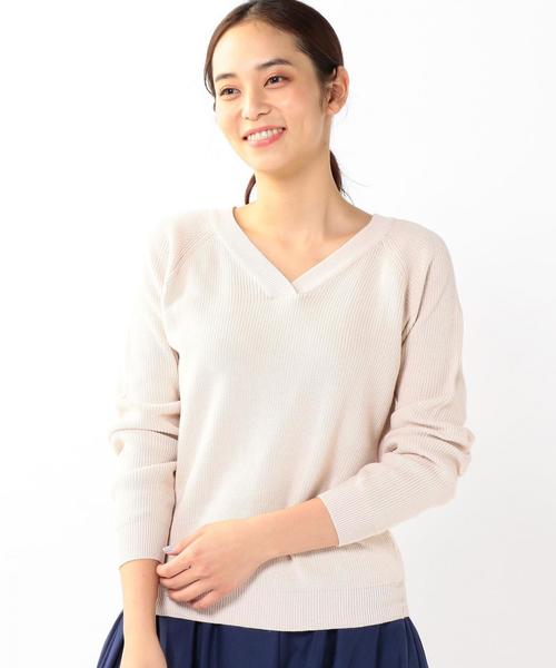 coen（コーエン）の「【スマイルプライス】カラーコットンVネックニット（ニット/セーター・レディース・ネイビー/ベージュ/ピンク/ホワイト・LARGE/MEDIUM）」の7枚目の写真
